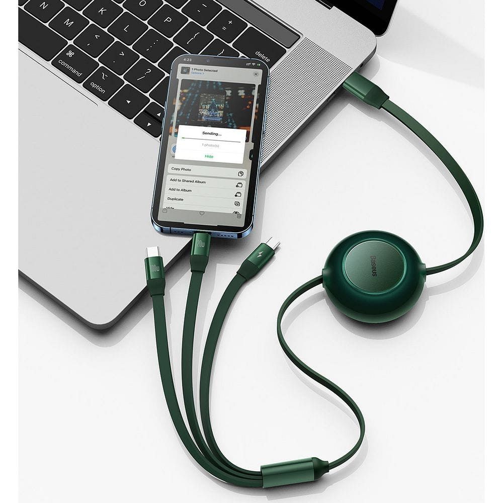 BASEUS cable 3in1 Type C to Micro USB / Lightning / Type C PD QC4.0 3,5A 100W CAMJ010206 1,1 m green