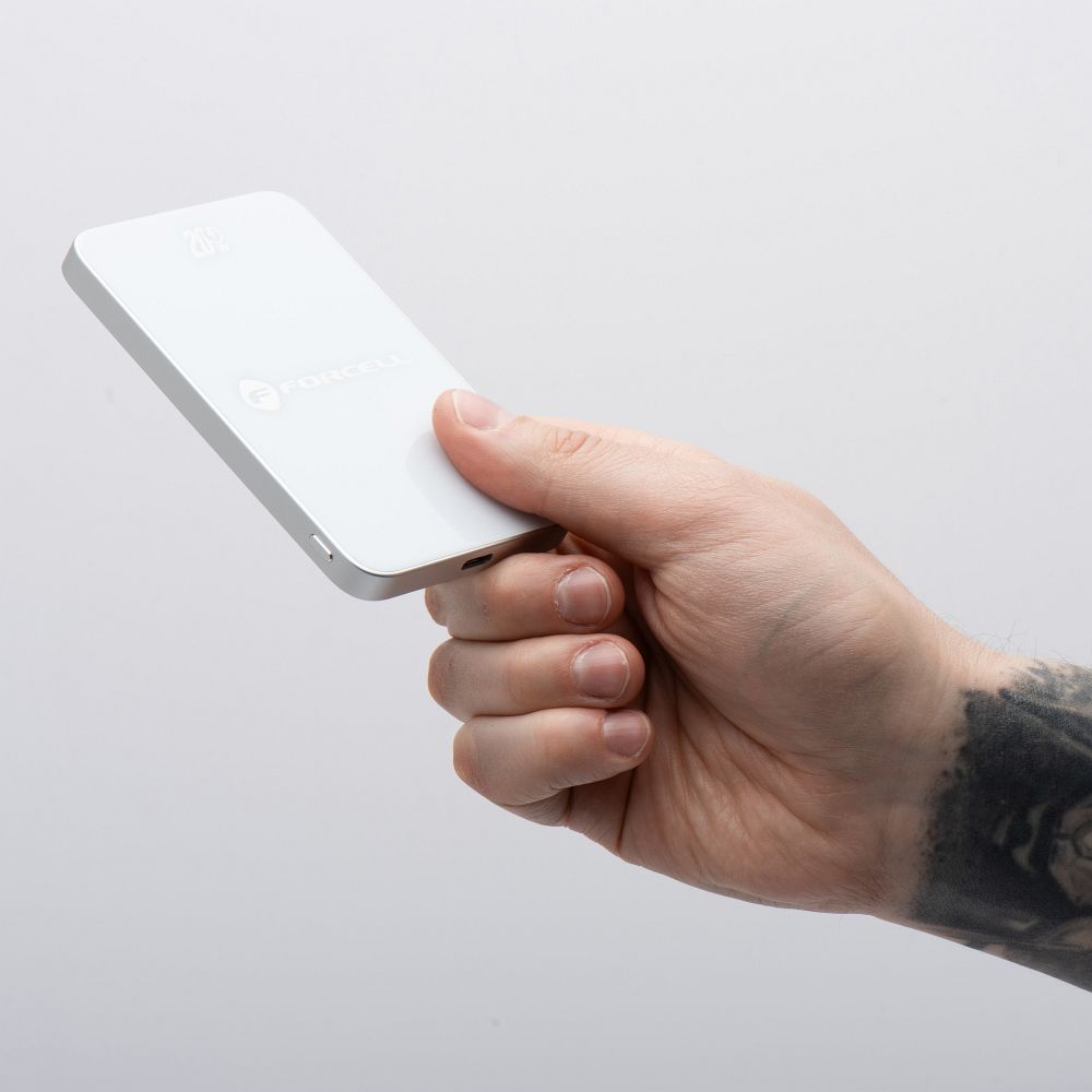 FORCELL F-ENERGY F5K8 Super Slim powerbank compatible with MagSafe PD3.0 QC4.0 15W 5000 mAh white