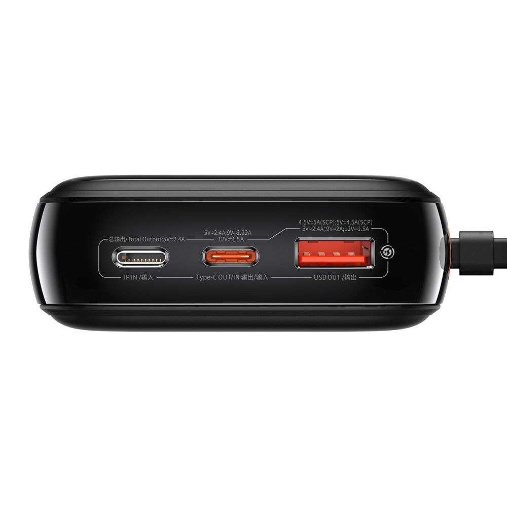 BASEUS powerbank 20 000 mAh with built-in cable + cable USB A to Type C PD QC3.0 3A 22,5W PPQD060301 black