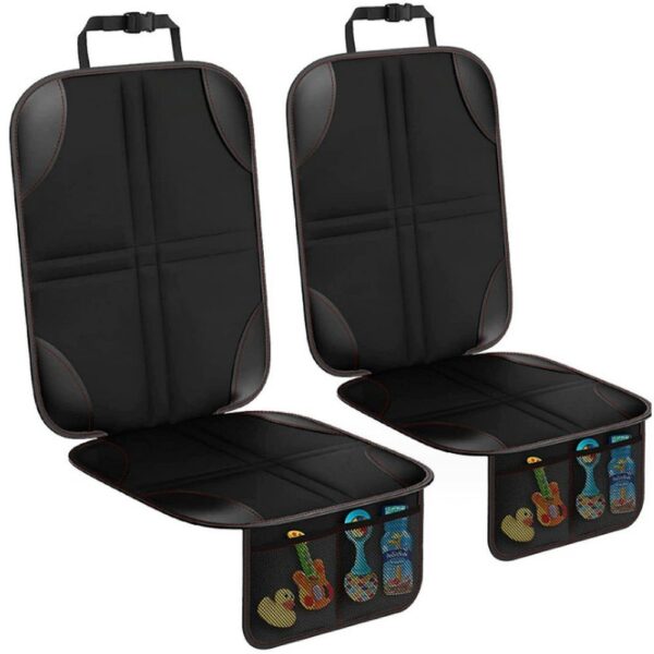 Protective mat for car seat with organizer black
