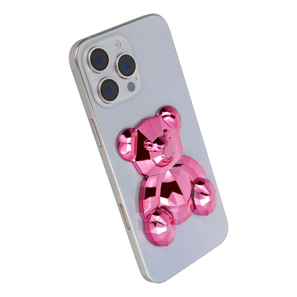 Phone stand BEAR - stick-on - pink