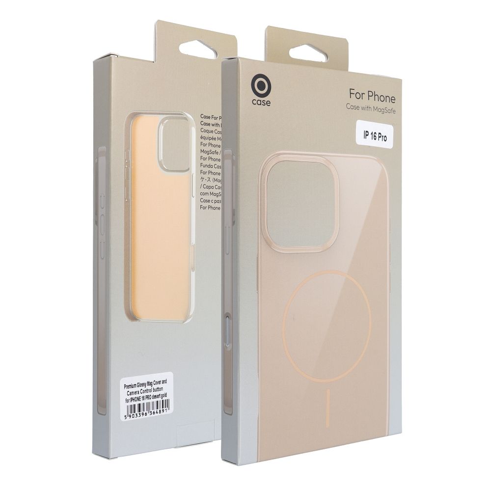 Premium Glossy Mag Cover compatible with MagSafe and Camera Control button for IPHONE 16 PRO desert gold