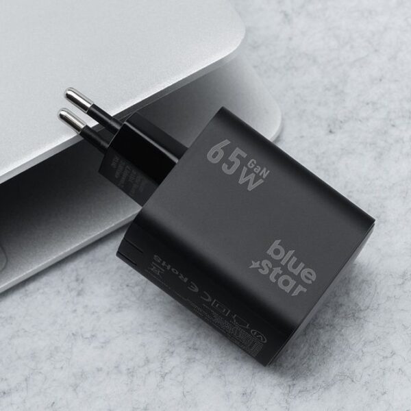 BLUE STAR travel charger GaN 4A 65W 2 x Type C + USB A PD QC4.0 VT-43 black