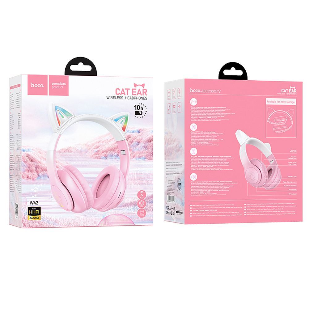 HOCO wireless bluetooth headphones W42 Cat Ear cherry blossom