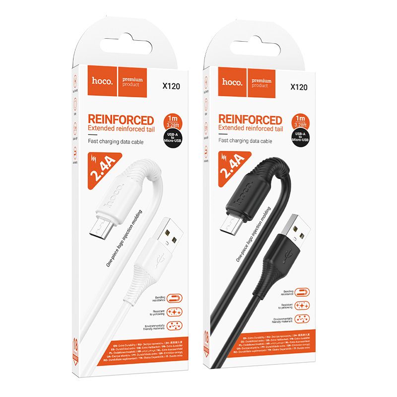 Cable USB A to Micro USB Hoco 2,4A 1 m X120 white