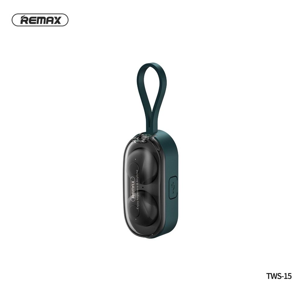 REMAX wireless stereo earbuds TWS-15 with docking station in smartband green