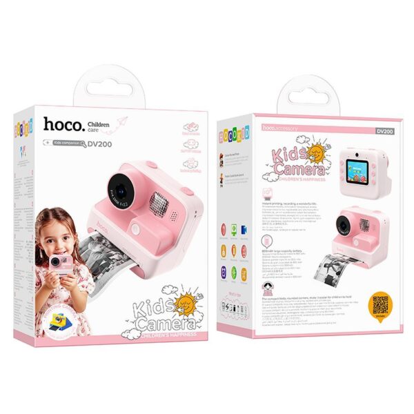 Digital kids camera with printer Hoco 1MP 2,0" HD Ready DV200 pink