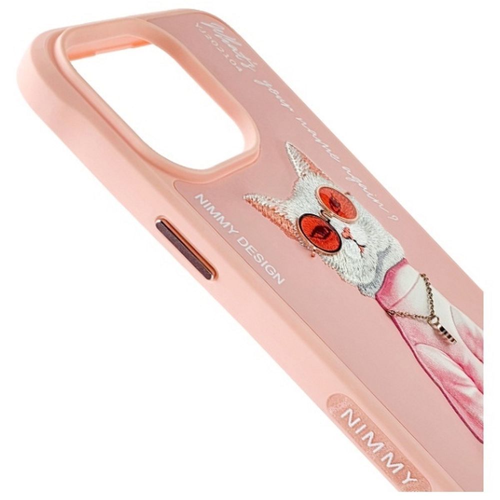 NIMMY case GLASSES COOL CAT for IPHONE 15 Pro Max pink