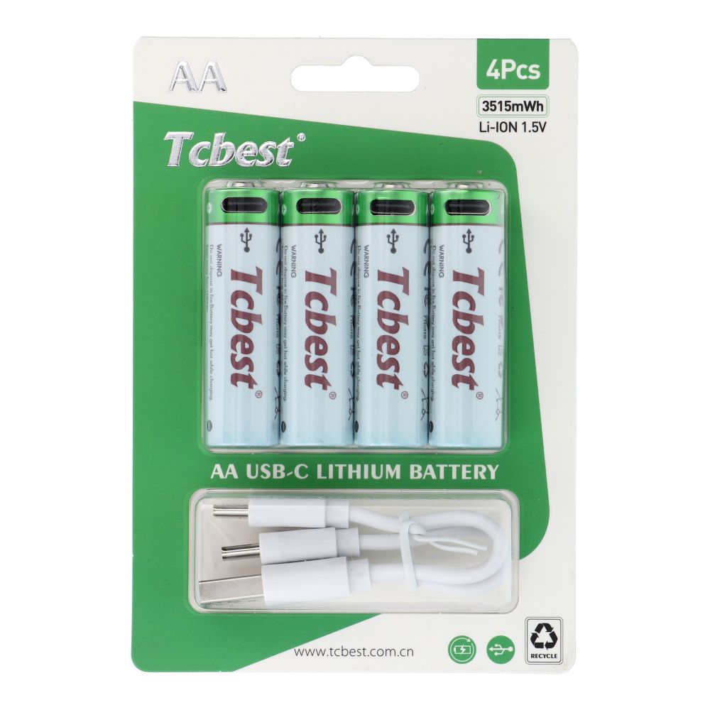 08bc7bfef4eca5c5a3f9bba19df8d19f TCBEST rechargable battery R6 (AA) 950 mAh with socket Type C + cable USB A to 4 x Type C 4 pcs
