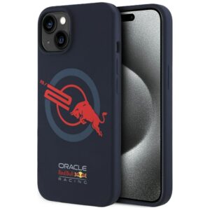 RED BULL case for IPHONE 15 compatible with MagSafe RBHMP15S24SIOLVR (Silicone ORBR20 Logo Red Lining) navy
