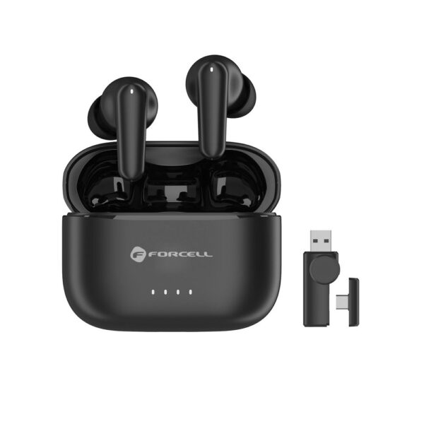 0e2327af56965981672628b0235dad3a FORCELL F-AUDIO Super Clear Calls wireless headphones bluetooth TWS ANC + ENC + DONGLE black