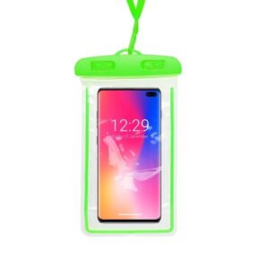 Waterproof bag FLUO for mobile phone with plastic closing - green