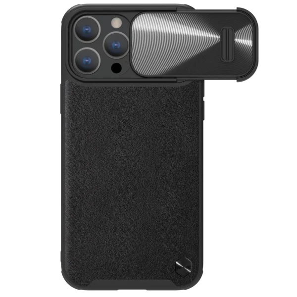 Nillkin CamShield Leather S Case iPhone 14 Pro Max case with camera cover blackeng