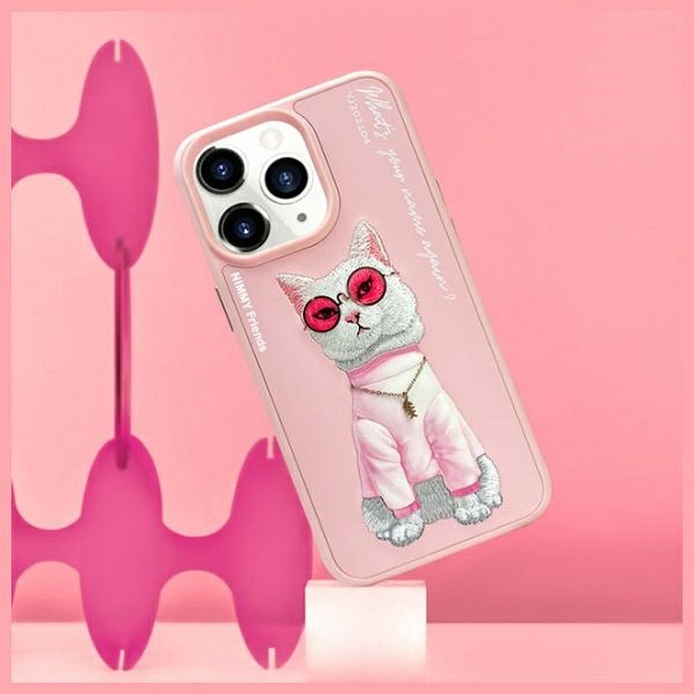 NIMMY case GLASSES COOL CAT for IPHONE 15 Pro pink