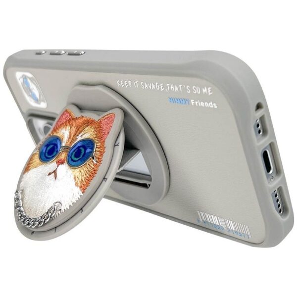 NIMMY case GLASSES COOL CAT compatible with MagSafe for IPHONE 16 Pro Max gray