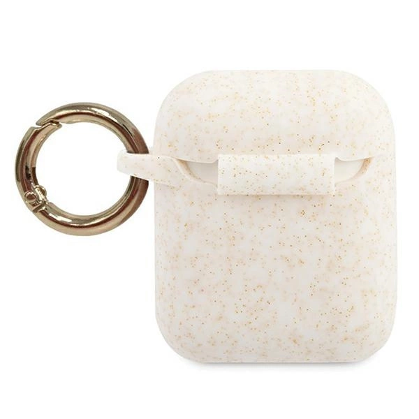 Guess GUACCSILGLWH AirPods cover white / white Silicone Glittereng
