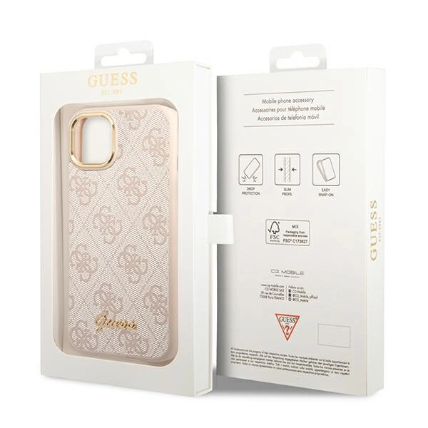 Guess 4G Vintage Gold Logo case for iPhone 14 - pinkeng