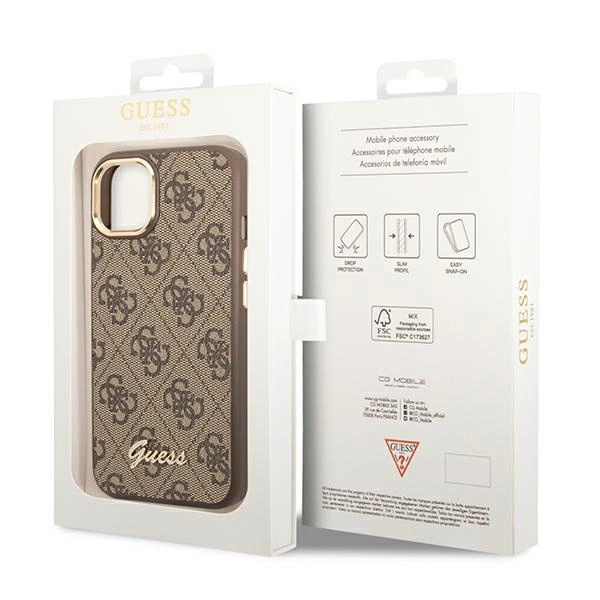 Guess GUHCP14SHG4SHW iPhone 14 6.1" brown/brown hard case 4G Vintage Gold Logoeng