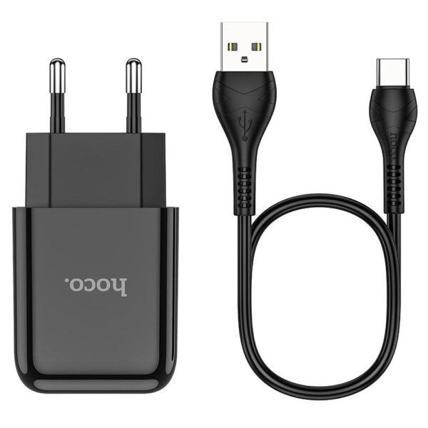 HOCO travel charger USB A + cable USB A to Type C 2.1A N2 black