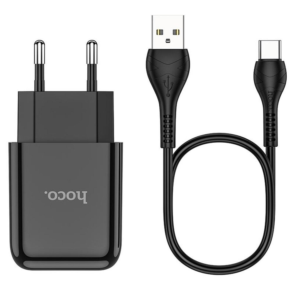 HOCO travel charger USB A + cable USB A to Type C 2.1A N2 black