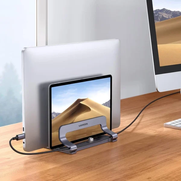 Ugreen LP258 Vertical Stand for 2 Devices Aluminum for Laptop Tablet - Silvereng