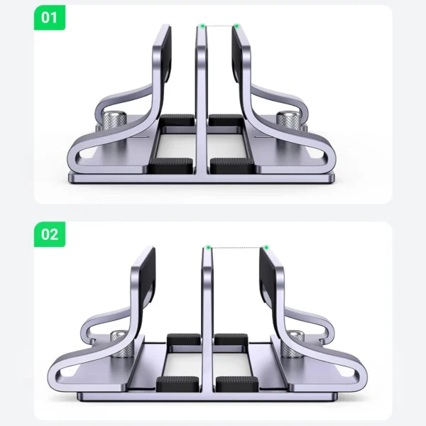 Ugreen LP258 Vertical Stand for 2 Devices Aluminum for Laptop Tablet - Silvereng