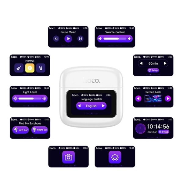 14304bbc6e6480aa865f6b1e112b3a5f HOCO wireless earphones bluetooth with touch screen TWS EQ14 white