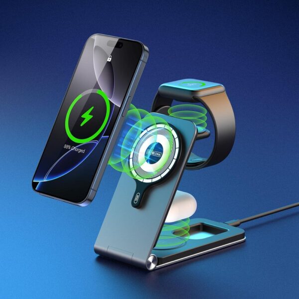 DUZZONA foldable wireless charger 3in1 compatible with MagSafe 15W W22 black
