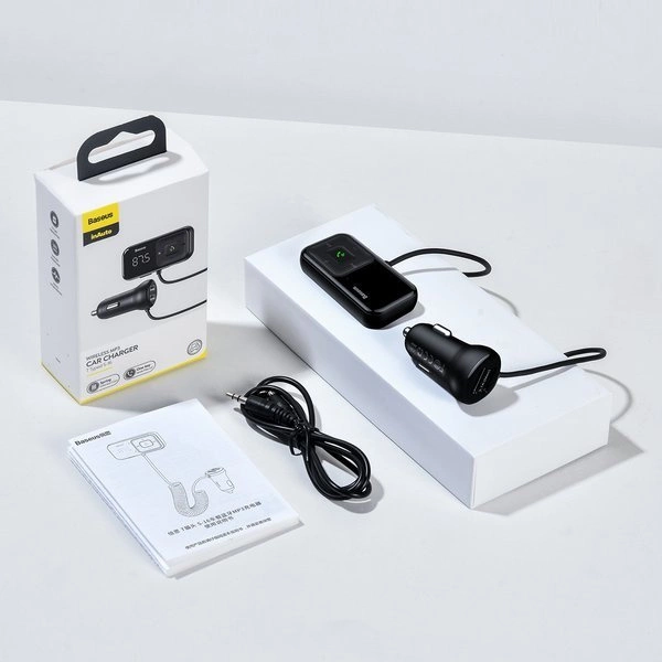 Wireless Bluetooth FM transmitter with charger Baseus S-16 (Overseas edition) - blackeng