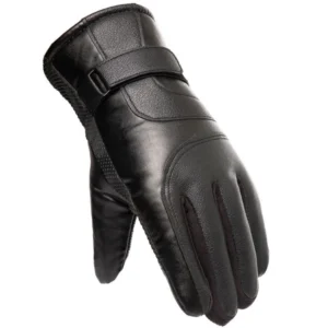Men's insulated PU leather phone gloves - blackeng