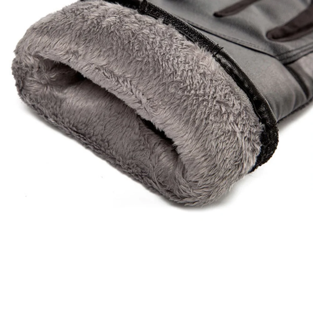 Men's insulated PU leather phone gloves - blackeng