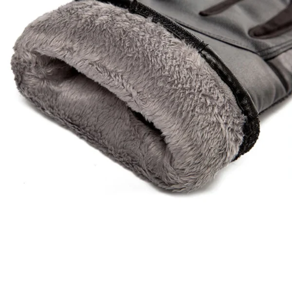 Men's insulated PU leather phone gloves - blackeng