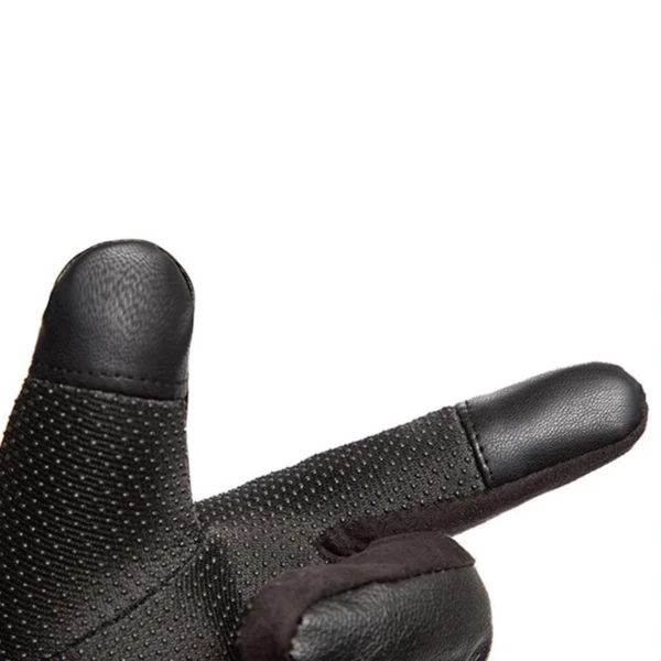Men's insulated PU leather phone gloves - blackeng