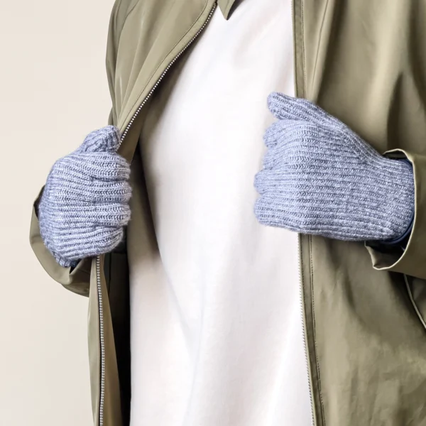 Braided telephone gloves with cut-outs for fingers - grayeng