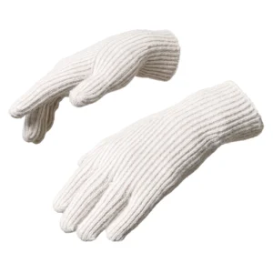 Braided telephone gloves with cutouts for fingers - beigeeng