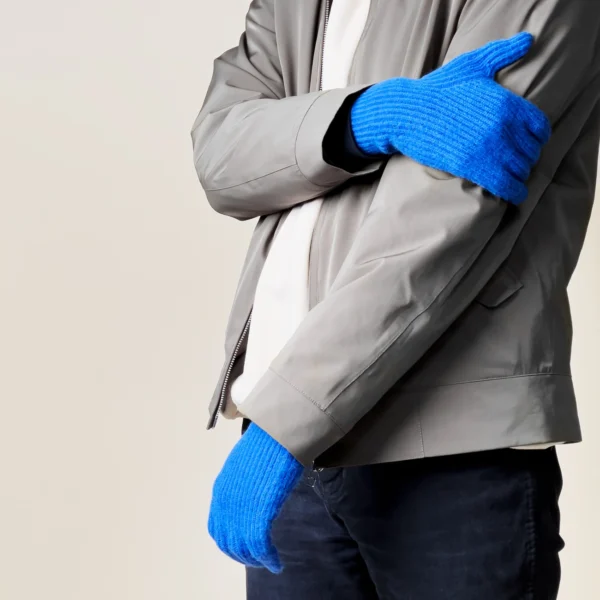Braided telephone gloves with cutouts for fingers - blueeng