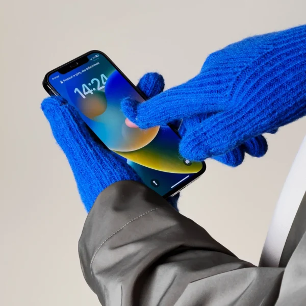 Braided telephone gloves with cutouts for fingers - blueeng