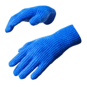 Braided telephone gloves with cutouts for fingers - blueeng