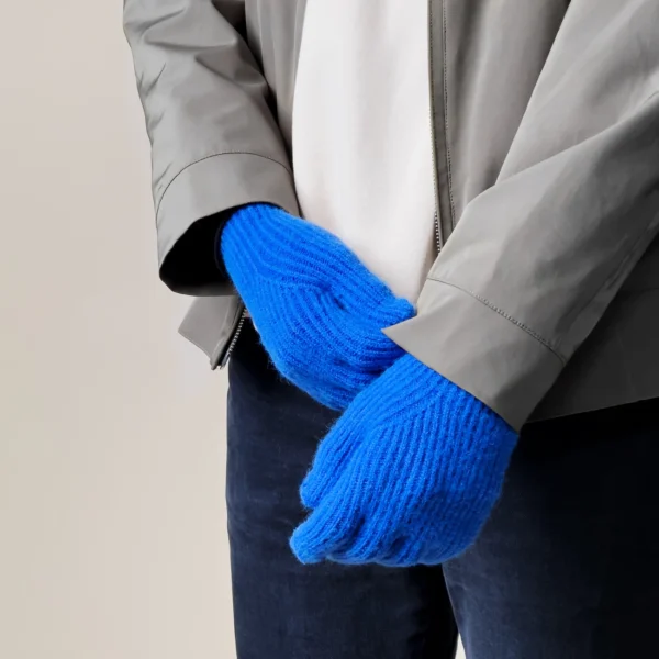 Braided telephone gloves with cutouts for fingers - blueeng