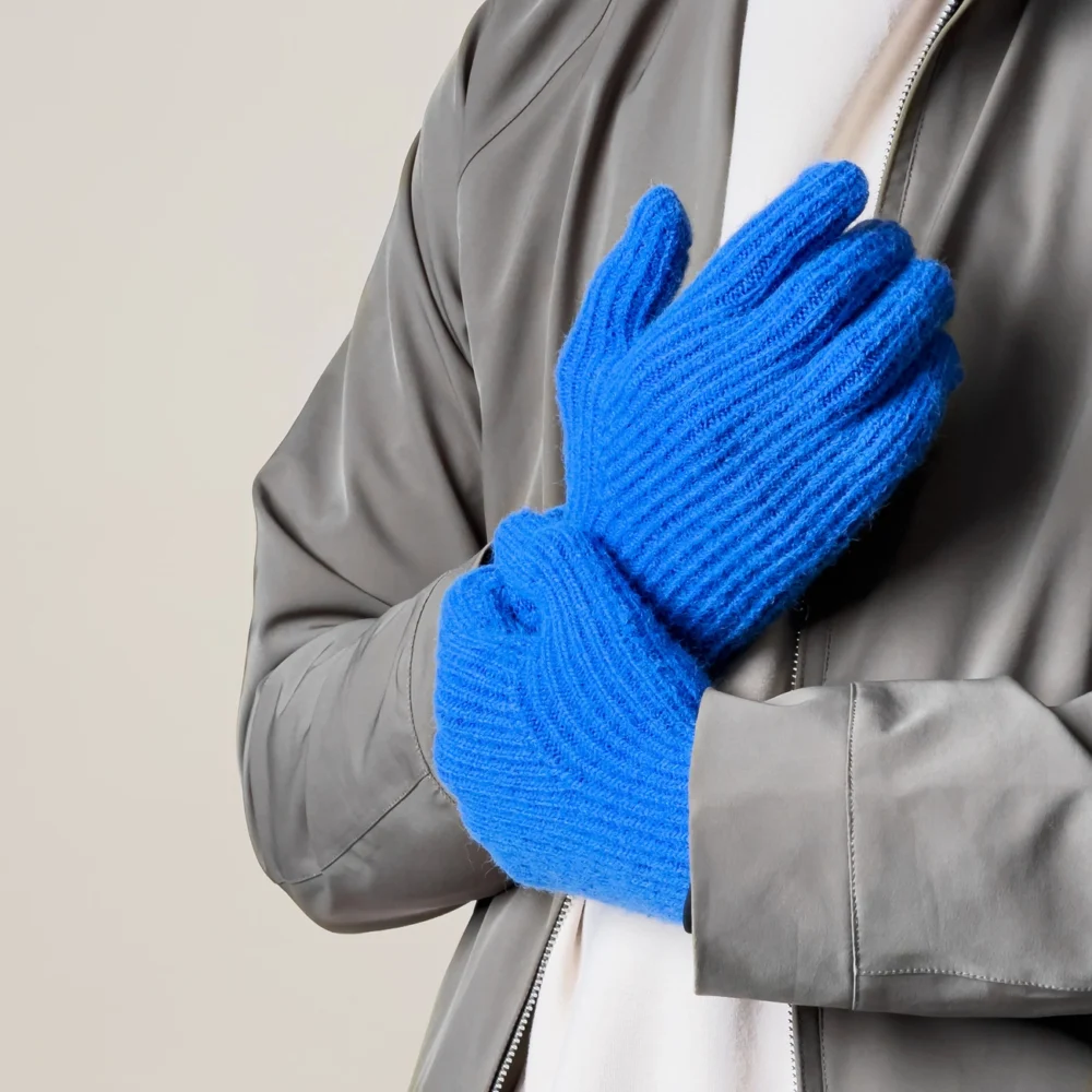 Braided telephone gloves with cutouts for fingers - blueeng