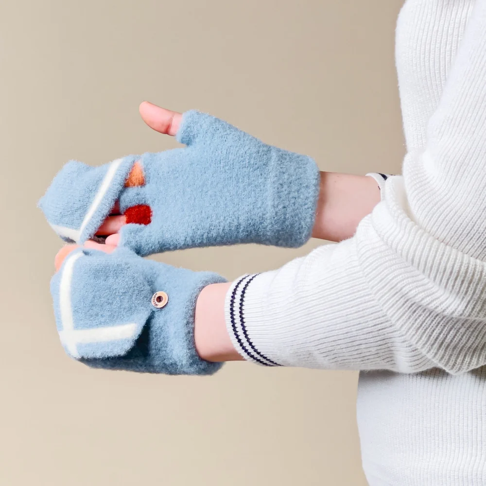 Women's/children's winter telephone gloves - blueeng