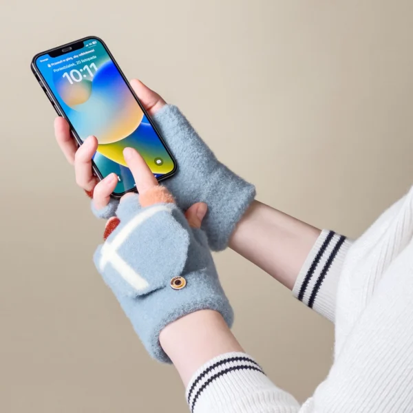 Women's/children's winter telephone gloves - blueeng