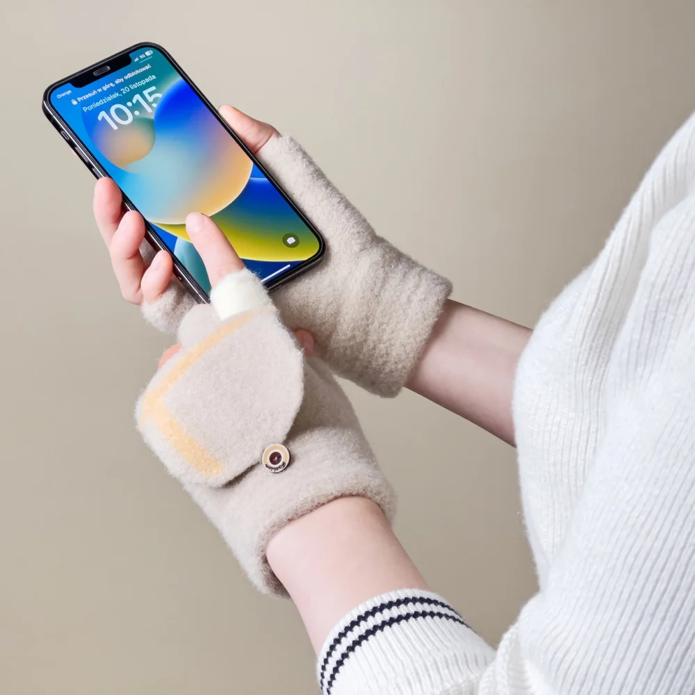 Women's/children's winter phone gloves - whiteeng