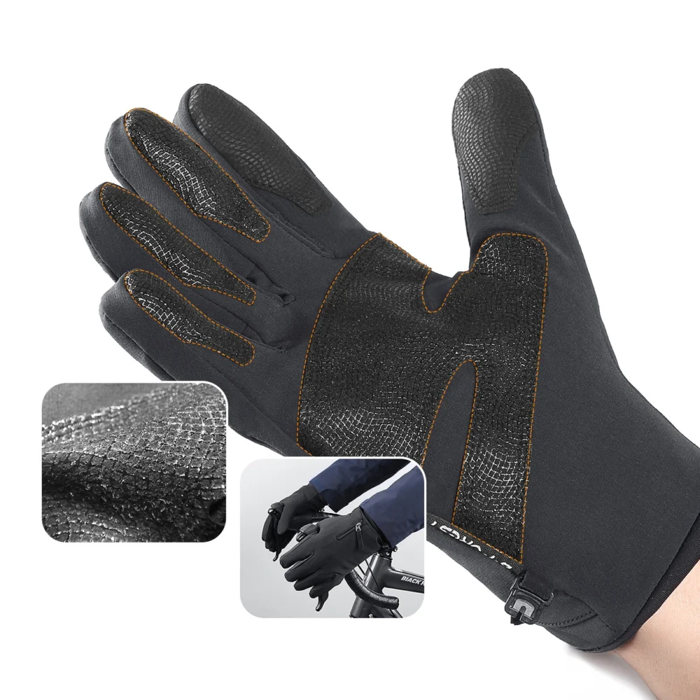 Anti-slip winter phone sports gloves (size L) - blackeng