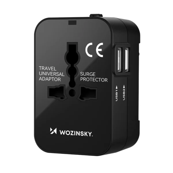 Wozinsky WUTWC travel adapter universal 24W EU / US / AUS / UK / 2x USB-A - blackeng