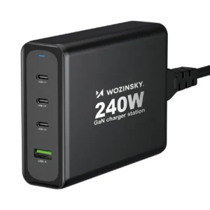 GaN Wozinsky WGCSB 240W USB-A / 3 x USB-C Wall Charger - Blackeng