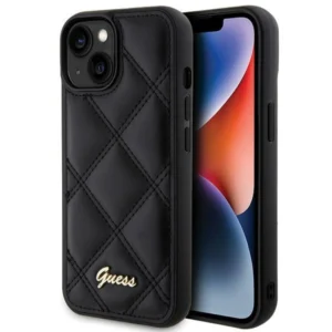 Guess Quilted Metal Logo case for iPhone 15 - blackeng
