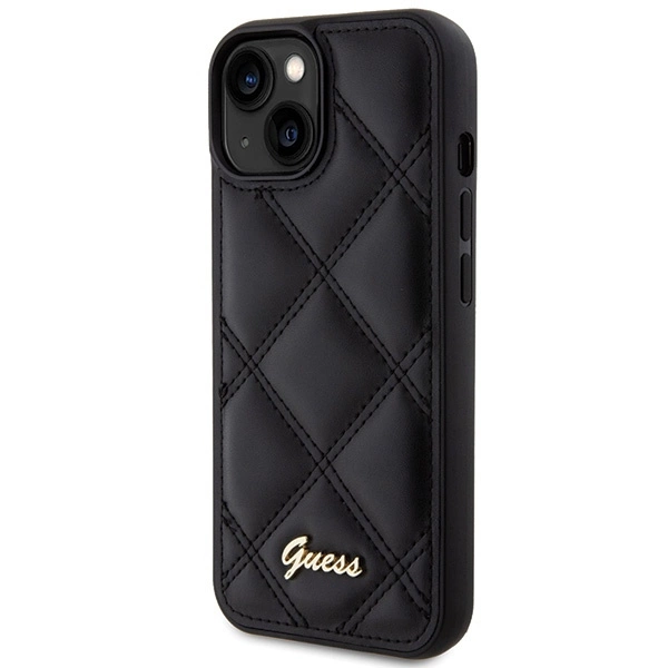 Guess Quilted Metal Logo case for iPhone 15 - blackeng
