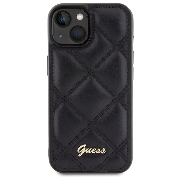 Guess Quilted Metal Logo case for iPhone 15 - blackeng