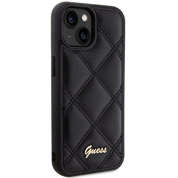 Guess Quilted Metal Logo case for iPhone 15 - blackeng
